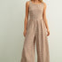 Mila Gingham Bow Back Wide Leg Jumpsuit in Brown front view