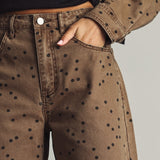 Miou Muse High-Rise Polka Dot Barrel Jeans – Cocoa/Black