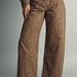 Front view of Miou Muse high-rise barrel jeans in cocoa brown with black polka dots