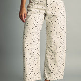 Miou Muse High-Rise Polka Dot Barrel Jeans – Ecru/Black