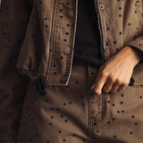 Miou Muse Polka Dot Funnel-Neck Jacket – Cocoa/Black