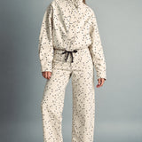 Miou Muse Polka Dot Funnel-Neck Jacket – Ecru/Black