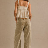 Moxie Barrel Eyelet Jeans - Corduroy Camel