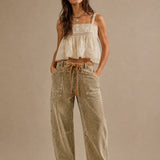 Moxie Barrel Eyelet Jeans - Corduroy Camel