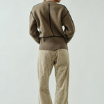 Moxie Barrel Eyelet Jeans in corduroy dove showing cropped barrel leg and easy relaxed movement — chic women’s corduroy pants.