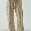 front view of Moxie Corduroy Barrel Jeans in Dove — soft corduroy texture and modern relaxed silhouette.