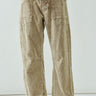 front view of Moxie Corduroy Barrel Jeans in Dove — soft corduroy texture and modern relaxed silhouette.
