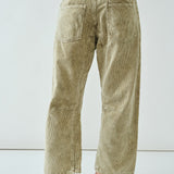 Back of Moxie Barrel Eyelet Jeans in corduroy olive — women’s corduroy pants with modern barrel shape.