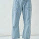 Moxie barrel eyelet jeans in light jacquard stripe, front view