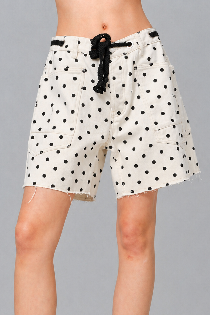 Moxie Barrel Shorts - Polka Dot Cream