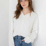 Hailey Button Down Cardigan - Snow