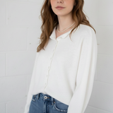 Hailey Button Down Cardigan - Snow