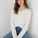 Hailey Button Down Cardigan - Snow