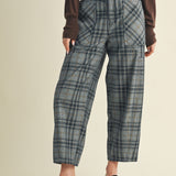 Nice Choice Pull-On Plaid Pants - Washed Denim