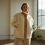 Harper Cozy Snap Vest - Ecru
