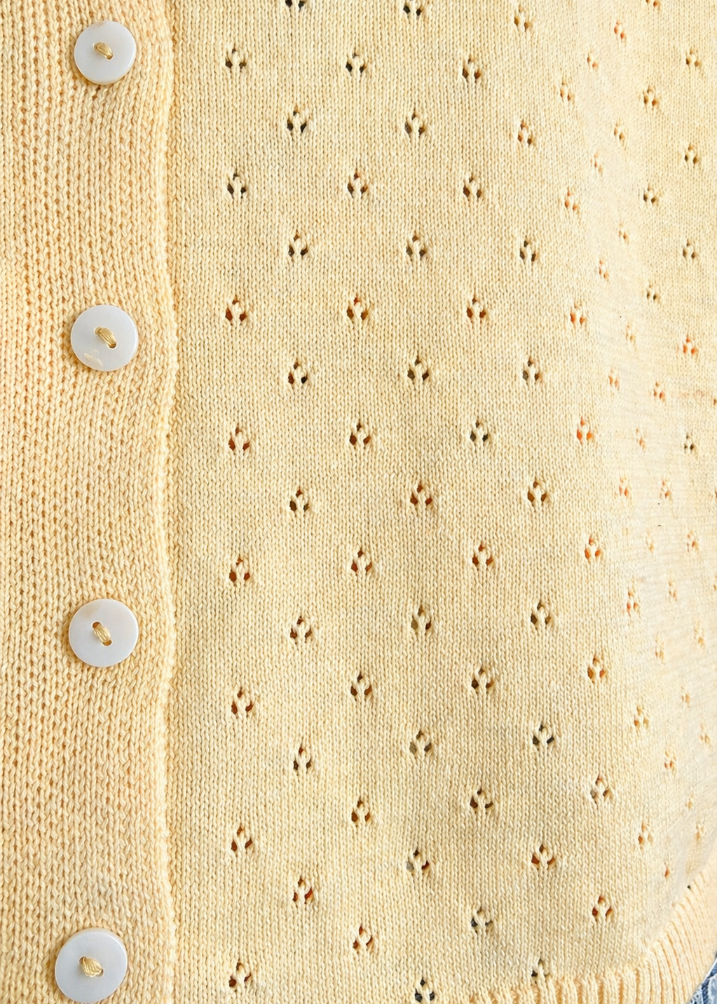 Piper Pointelle Cotton Button Down Cardigan - Light Yellow