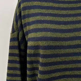 Piper Pullover Sweater - Striped Olive-Navy