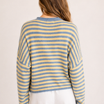 Piper Pullover Sweater in striped butter back view showing relaxed oversized fit