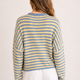 Piper Pullover Sweater in striped butter back view showing relaxed oversized fit