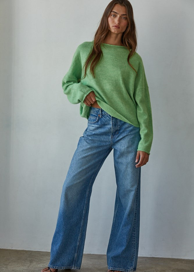 Piper Soft Knit Crew Sweater - Green