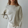 Piper soft knit crew sweater in heather grey, front view