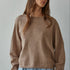 Piper soft knit crew sweater in mocha, front view