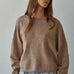 Piper soft knit crew sweater in mocha, front view