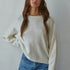 Piper soft knit crew sweater in off white, front view