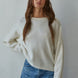Piper soft knit crew sweater in off white, front view