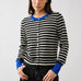 Porta striped button down cardigan sweater in black and off white with contrast cuffs