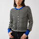 Porta striped button down cardigan sweater in black and off white with contrast cuffs