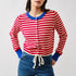Porta striped button down cardigan sweater in red and off white with contrast cuffs