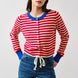 Porta striped button down cardigan sweater in red and off white with contrast cuffs