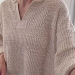 Try-on video of Magnolia Lightweight Cropped Sweater in oatmeal