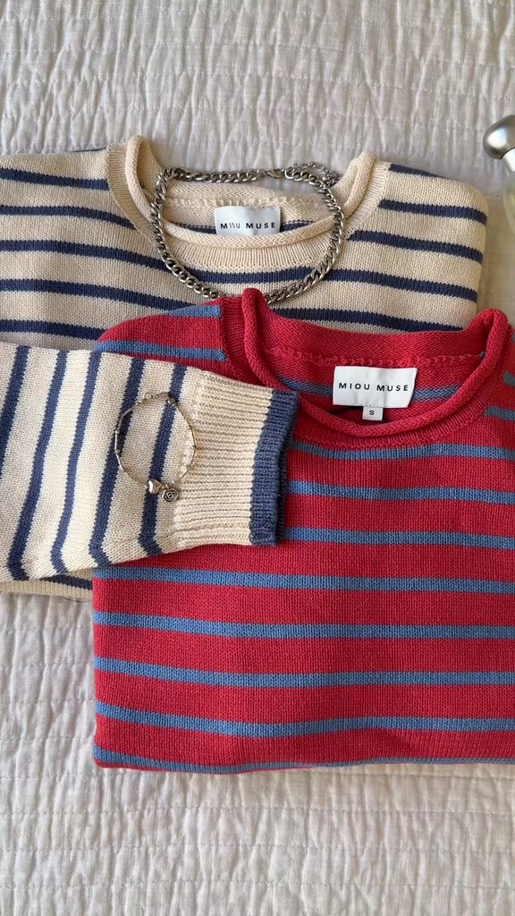 video of closer up  Harbor Striped Rollneck Sweater 