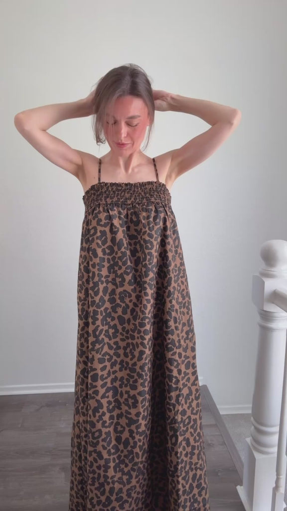 Try-on video of Marty Leopard Relaxed Maxi Dress