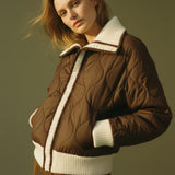 Sienna Knit Collar Puffer Jacket - Coffee Bean
