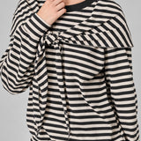 Remi Striped Cotton Sweatshirt with Scarf – Black/Cream
