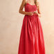 Smocked Cotton Gingham Maxi Dress in Cherry gingham, front view