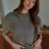 Soft balloon sleeve short sleeve sweater in dark mocha with lightweight knit fabric