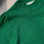 Balloon sleeve detail on soft short sleeve sweater in kelly green