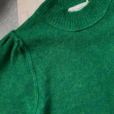 Balloon sleeve detail on soft short sleeve sweater in kelly green