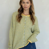 Things Between Piper Cardigan - Pin-Striped Butter