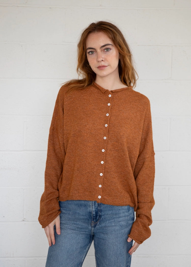 Things Between Piper Cardigan in Rust - front view
