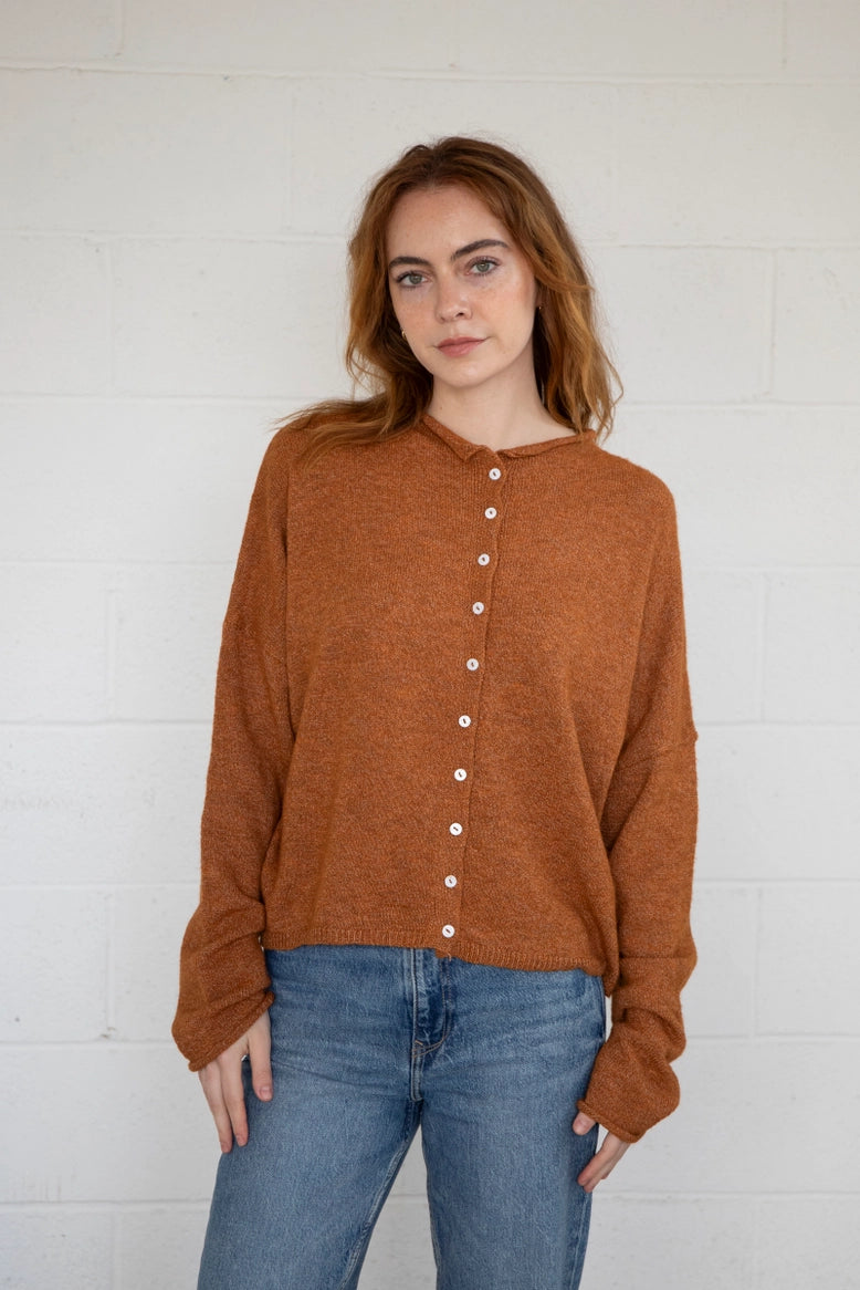 Things Between Piper Cardigan in Rust - front view