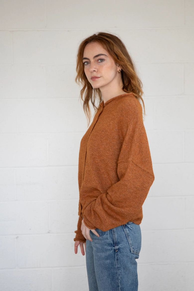Things Between Piper Cardigan in Rust - side view