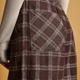 Trudy Plaid Ruffle-Hem Wide-Leg Pants – Chocolate