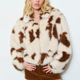 Unreal Cow Print Faux Fur Jacket