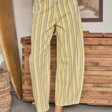 Venus Stripe Barrel Jeans - Yellow