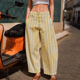 Venus Stripe Barrel Jeans - Yellow